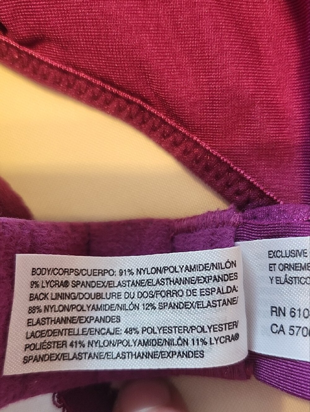 Wacoal Plum Lace Plunge Bralette with Light-Lilac Floral Embroidery - Picture 8 of 8